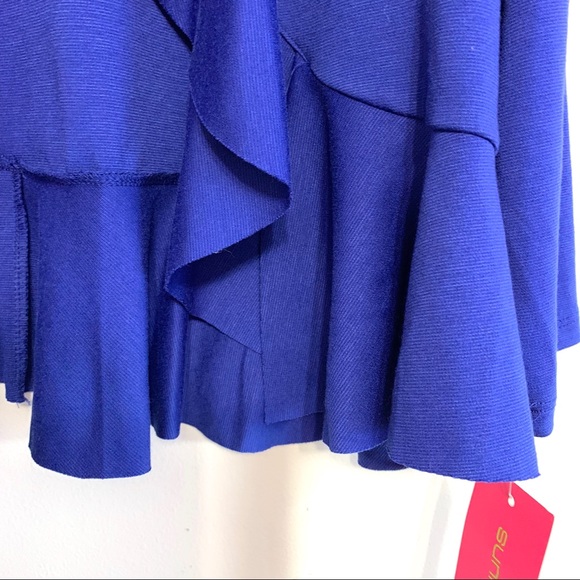 Sunny Leigh Women’s Blue 3/4 Sleeve Ruffled Open Cardigan - NWT - Picture 4 of 8